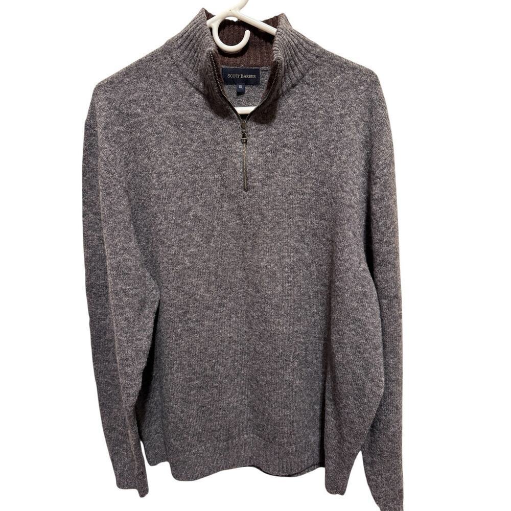 Scott Barber Merino Wool Blend Quarter 1/4 Zip Men's Gray Sweater Sz XL
